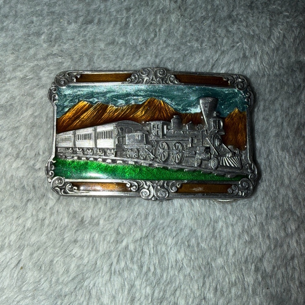 Siskiyou Buckle Co. Vintage Railroad Train Belt Buckle 1984